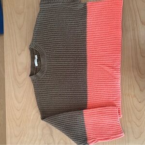 Lush Brown and Coral Crew Neck Sweater
